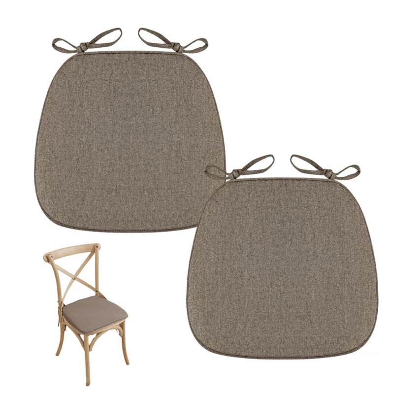 Rakuten - CHANGJIQ 椅子クッション 座布団 ひも付き 2枚セット 43*41*35cm シートクッション 馬蹄形 事務椅子クッション 食卓椅子用座布団 無地 滑り止め加工 洗える 座り心地いい テーブル 和室 洋室 体圧