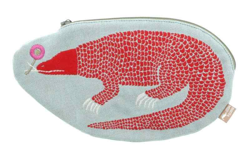morita MiW ポーチ 「コモドドラゴンと花」 ブルー エンジュール販売