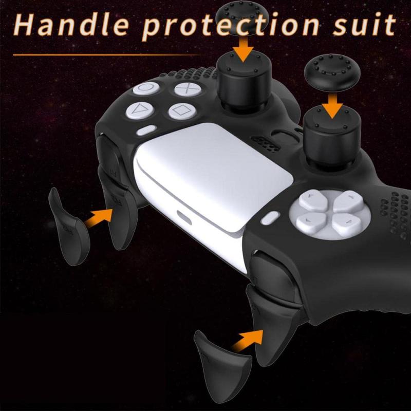 アスターショップのXBERSTAR PS5 DualSense Edge コントローラーに対応用人間工学に基づいた滑り止めシリコンカバーケース、DualSense Edgeカバー ワイヤレスコントローラー用ソフトラバープロテクタースキン、サムグ｜アングル2