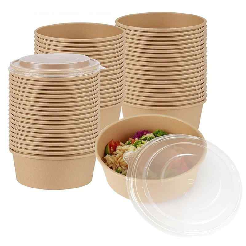 25個 紙ボウル クラフト紙ボウル 使い捨てスープサービングボウル 外出用食品容器 電子レンジ冷凍庫対応 ポテトサラダ フルーツなどに