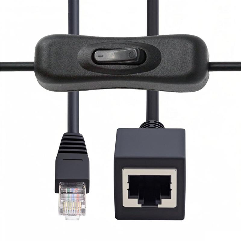 Rakuten - Cablecc RJ45 延長ケーブル、304 信号スイッチオン/オフ付き CAT6 8P8C STP UTP オス - メス LAN イーサネット ネットワーク パッチ コード
