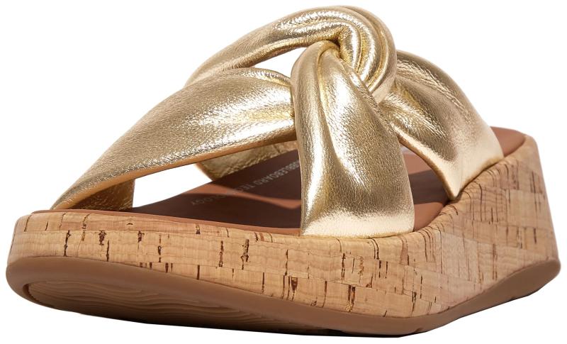 Rakuten - fitflop(フィットフロップ) レディース F-MODE LEATHER-TWIST FLATFORM SLIDES (CORK WRAP)サンダル