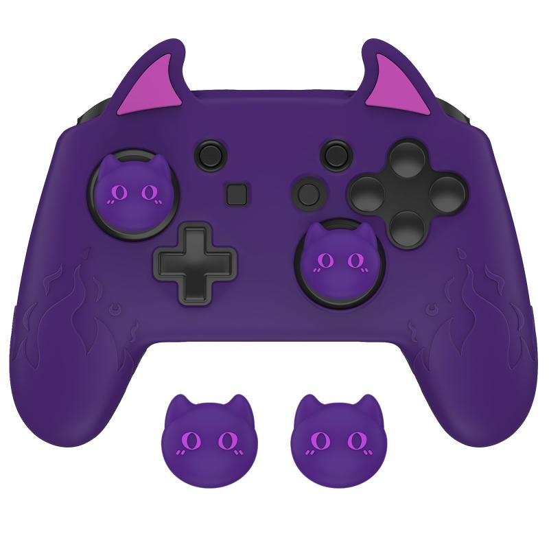 樂天商城 - PlayVital Cute Demon Nintendo Switch Proコントローラー対応用シリコングリップカバー ジョイスティックキャップやステッカーシール付属