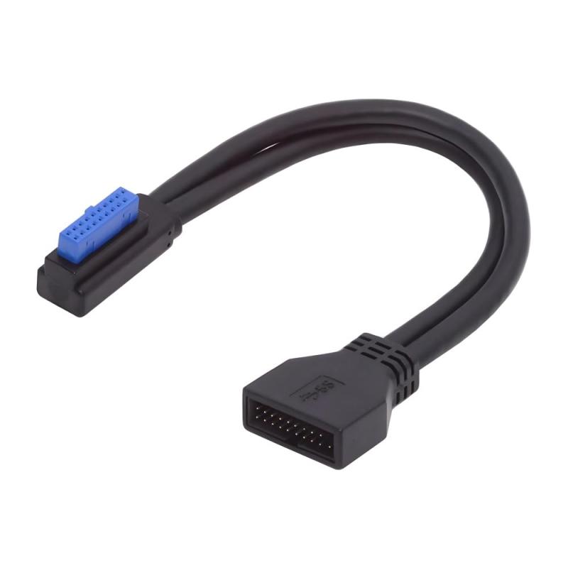 Cablecc 5Gbps USB 3.0 20ピン 19ピン オス-メス延長ケーブル 90度 マザーボード用