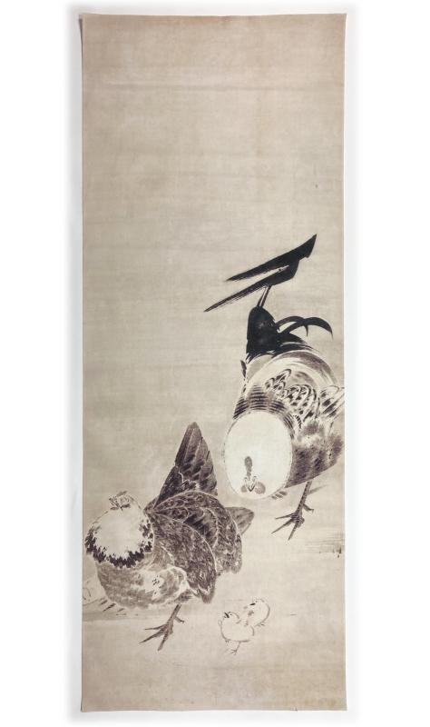 樂天商城 - 古今東西 浮世絵 手ぬぐい 伊藤若冲 雄鶏 雌鶏 ひよこ