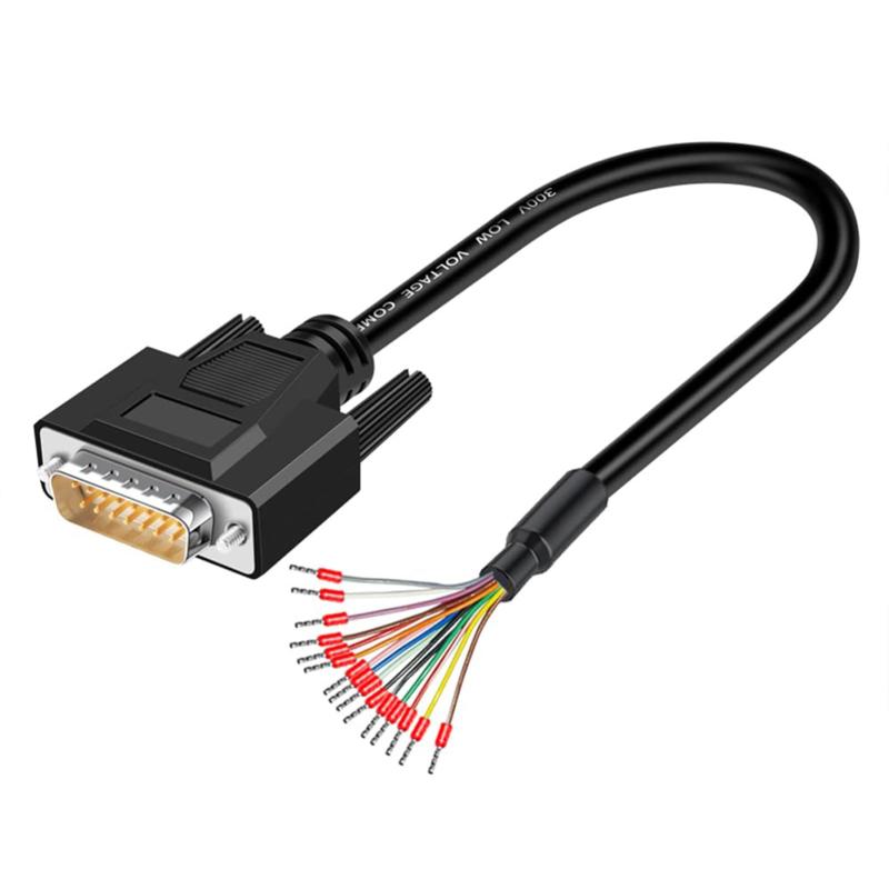 PENGLIN DB15 オス/メス RS232 D-SUB 15ピン シリアル延長ケーブル 1.5m 26AWG はんだなし ブレークアウトコネクター 裸線エンド付き 15ピン端子
