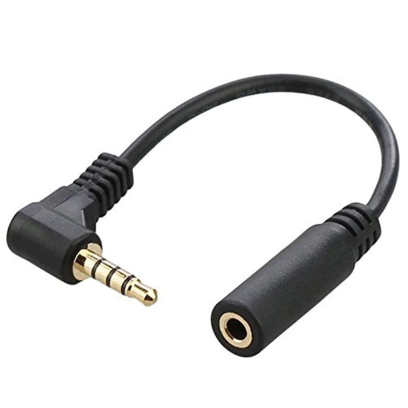 Xiwai 1セット 3/4極 オーディオステレオ 90度 直角 3.5mm オス-メス 延長ケーブル