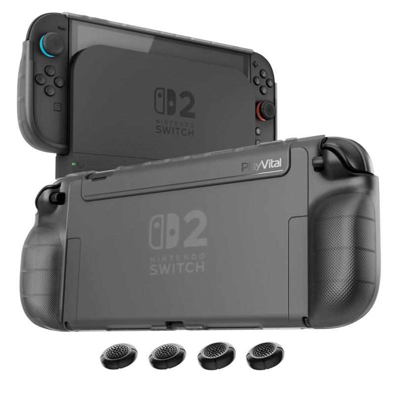 樂天商城 - PlayVital Nintendo Switch 2対応 TPU保護ケース ドック対応 耐衝撃 人間工学設計 グリップ付き 滑り止め 親指グリップキャップ付き PUREシリーズ