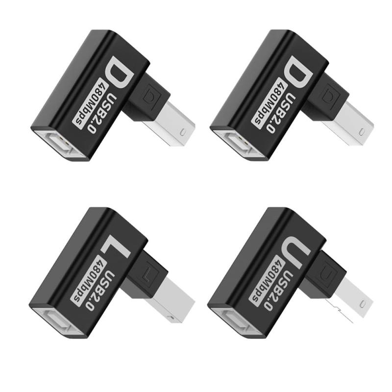 樂天商城 - Cablecc 4個/ロット 480Mbps タイプB オス USB 2.0 - メス延長アダプタ 90度垂直角度 プリンタ スキャナ用