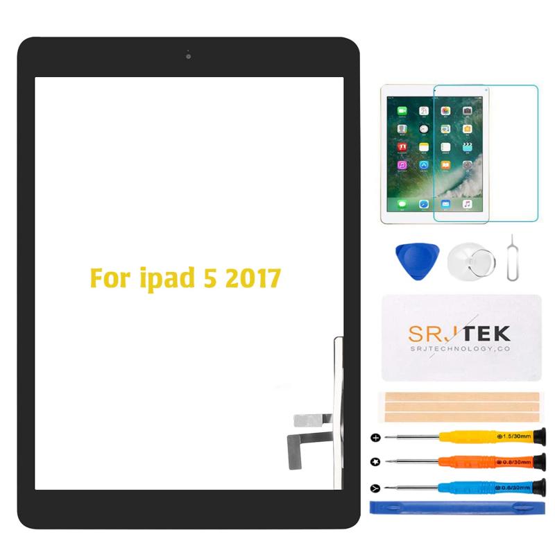 SRJTEK For ipad 5 Ipad air タッチパネル 修理交換用パネル 9.7インチ ホームボタン 取り付けテープ付き 修理ツール付き フィックス 修理パーツ部品（ A1474/A1475/ A1476 ）