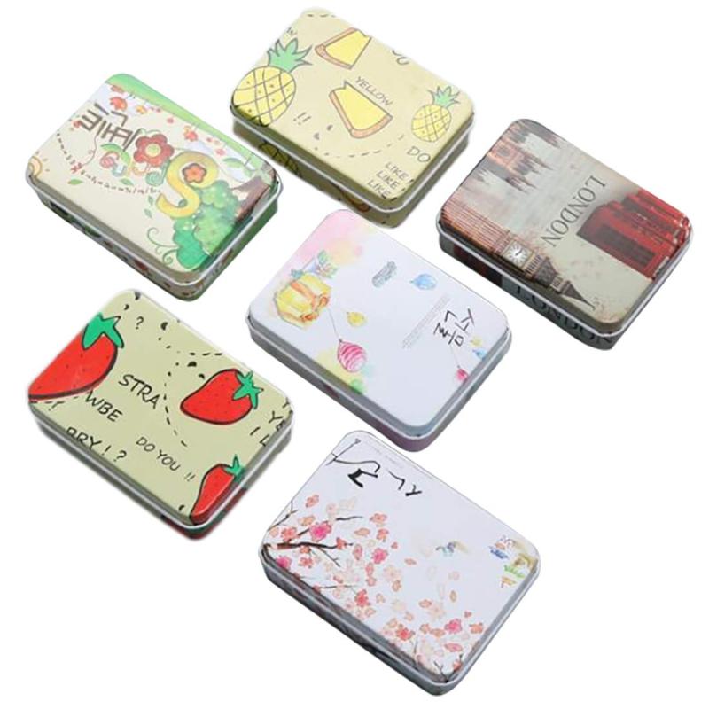 STK 缶ケース ミニブリキ缶 収納ケース ふた付き 小物収納 雑貨入れ アクセサリー収納コイン、バッジ、ヘッドホン、腕時計、アクセサリーなどの小物が収納できます蓋が付きのでぴっちりと保管することが出来ます。9*6.5*2.5cmコンパクトなサイズで持ち運びます色々様々なデザインがありかわいいケースで、ギフトボックスとして使用にもオススメです（ランダムに出荷します）ブリキ材質を採用して、耐久性が高いし、錆びも出ません