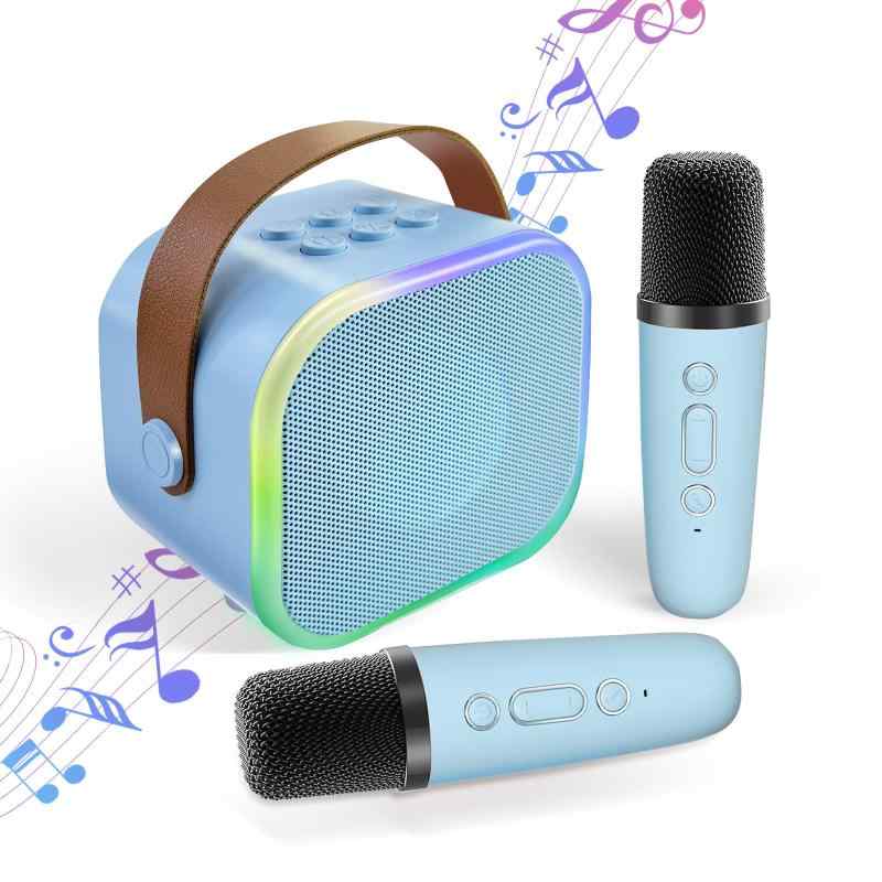 HolyCrab カラオケセット Bluetoothマイク 2本 Mini カラオケセット家庭用 カラオケマイク マイク カラオケ カラオケ スピーカー 家庭用 PAセット ワイヤレス マイク karaoke 無線マイク カラーLEDライ