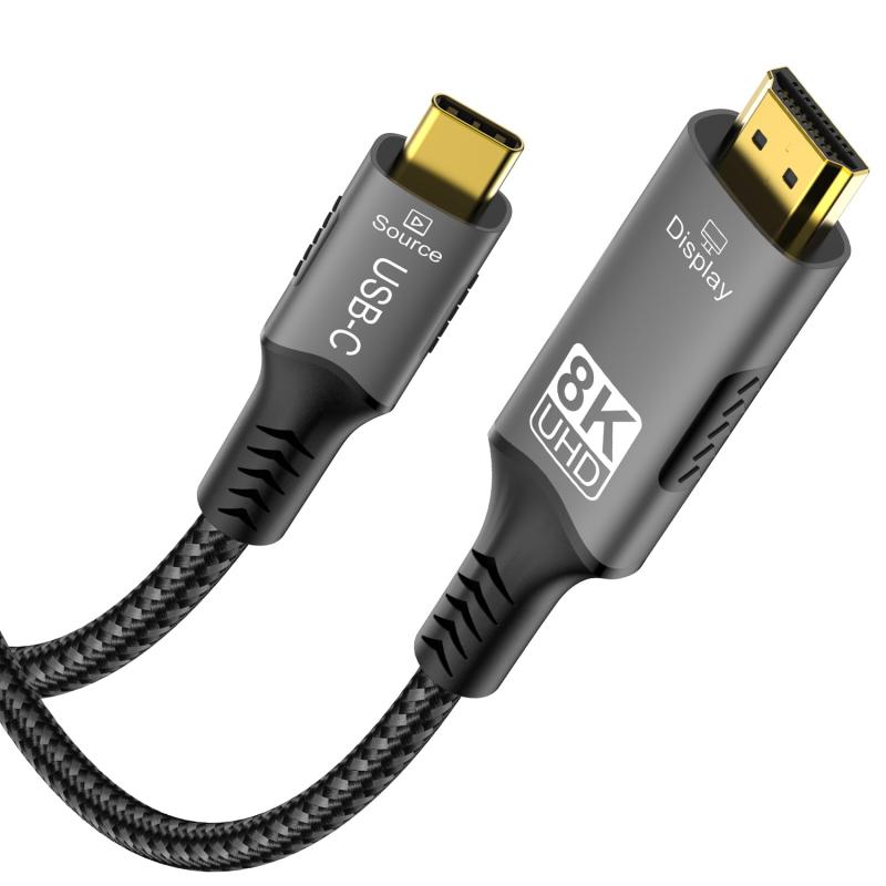 FDBRO USB Type C HDMI 変換ケーブル 8K@60Hz 4K@120Hz 【単方向通信】 HDMI 2.1規格 48Gbps HDR 3D USB C HDMI 変換アダプタ Thunderbolt 3/4 互換 Macbook/iPh