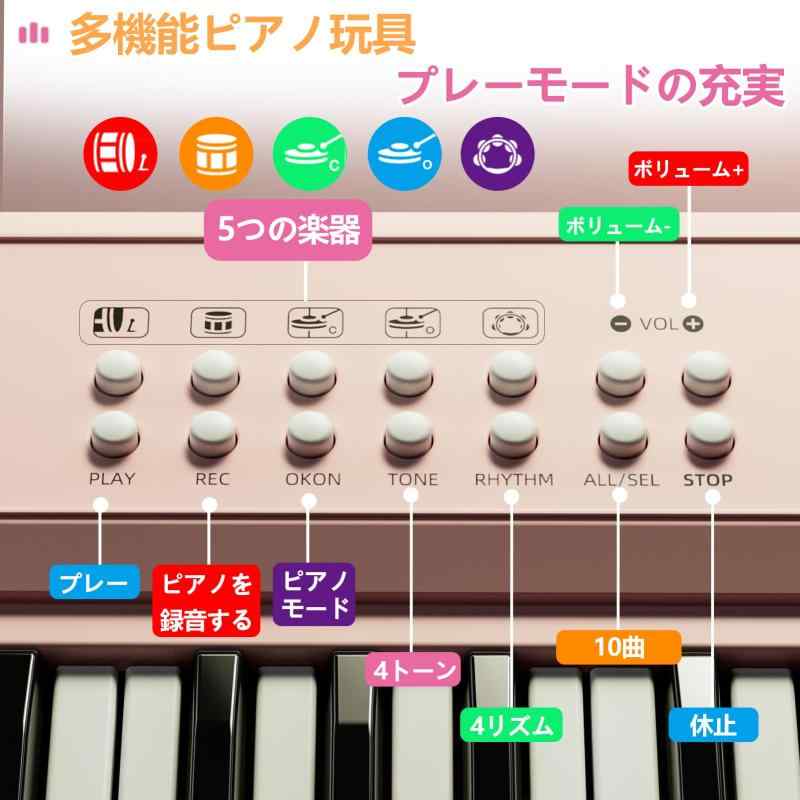 アスターショップの多機能子供ピアノキーボードのおもちゃ電子ミニキーボードピアノ楽器赤ちゃんの音のおもちゃ女の子鍵盤玩具モンテッソーリ指先のおもちゃ赤ちゃん誕生日プレゼントクリスマスギフト｜アングル2