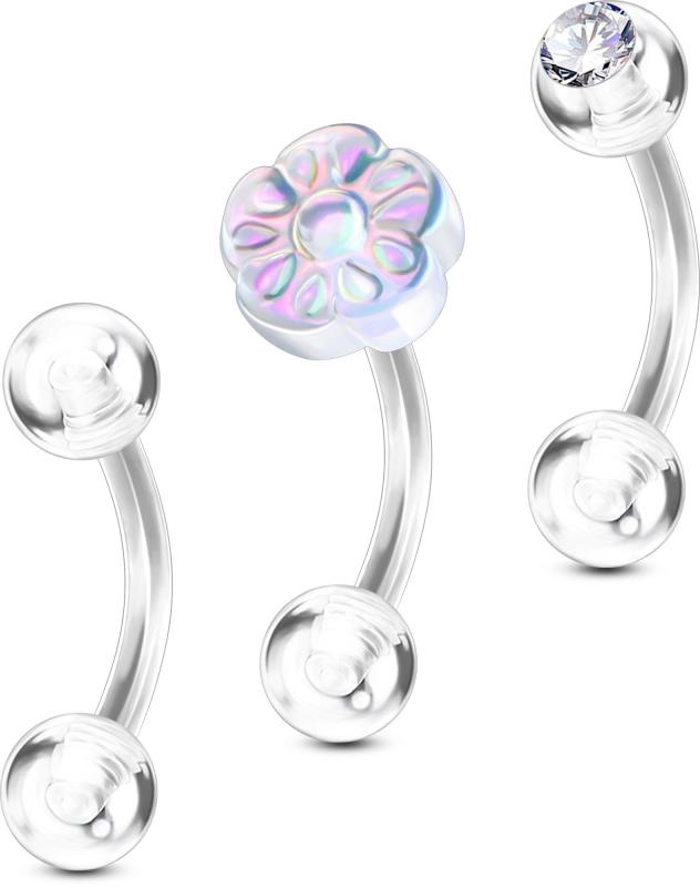OUFER Body Piercing 眉ピアス 16G 8mm 湾曲バーベル 耳骨/ルーク用 ワークリテーナー 男女兼用 Eyebrow Piercings Jewellery Rook Curved Barbells