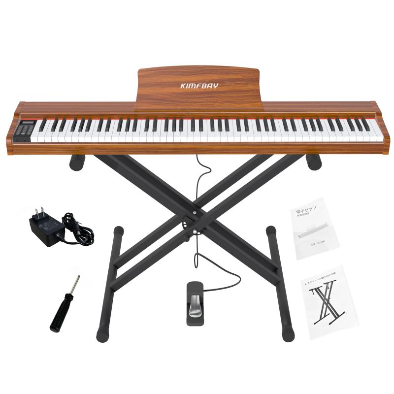 KIMFBAY 電子ピアノ 88鍵盤 Xスタンドセット ポータブルピアノ MIDI対応 DREAM音源 初心者 練習ピアノ木製 ペダル付き 日本語説明書