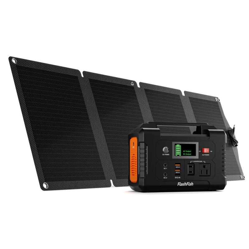 FlashFish ポータブル電源 151Wh/200W 小型 軽量 ぽーたぶる電源 ソーラーパネル 太陽光発電 折りたたみ式 薄型 コンパクト ソーラー発電 発電機 家庭用蓄電池 ポータブルバッテリー キャンプ 車