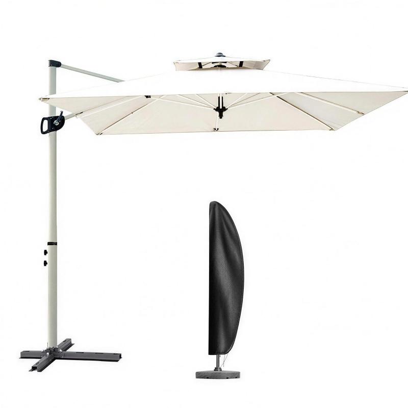 MAYAMI-Home ガーデンパラソル 大型 220/250cm 風に強い 長方形 ハンギングパラソル 二層通気 防風 UVカット 撥水 角度調整 360°回転 パラソルカバー付き ベース別売 屋外 庭 テラス カフェ用