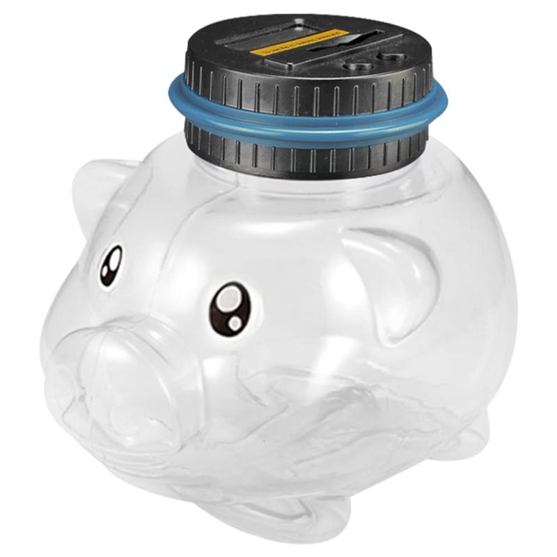貯金箱 豚の貯金箱 大容量 透明【商品仕様】デジタルカウンター付きコインバンク　セット内容：1点　材質：プラスチック、ABS樹脂　本体サイズ：約直径12cm×高さ14cm　コインセンサーは硬貨の直径を識別してカウントします。硬貨が斜めに投入された場合、正確に認識できないことがあります。【カウント機能付きコインバンク】硬貨を入れると自動で金額を判別し、液晶画面に合計金額を表示。楽しみながら貯金できるデジタル貯金箱です。【見えるから楽しい・貯めたくなる】貯まった金額が一目で分かるので、日々の変化がモチベーションに貯金が苦手な方やお子様の金銭教育にもぴったりです。【繰り返し使える便利設計】上部のフタは開閉可能で、中身の取り出しも簡単。クリアボトル仕様なので、増えていくコインが目で見えて貯金がより楽しく続けられます。【目標は100万円しっかり貯まるサイズ】約20cmの高さで、見た目はコンパクトでも大容量。500円玉なら最大約2000枚収納でき、100万円も夢じゃない毎日のちょっとした貯金を楽しくサポートします。