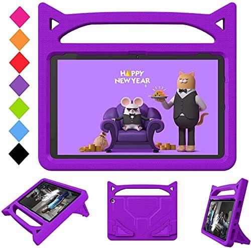 最新 Fire HD 10 / 10 plus 用 ケース 2021年/2023年販売 RIAOUR EVA タブレットカバー IPAD 10 第11世代 スタンド機能付き 取り付け簡単 傷つけ防止 衝撃吸収 軽量 子供向き (紫)