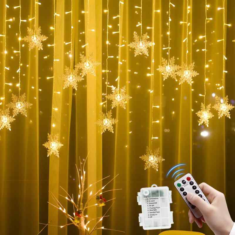 クリスマス 飾り イルミネーション 雪の結晶 クリスマスツリー 電飾 装飾 クリスマスled ライト【96球全長4M 電池式 点灯パターン8種類】 LED 飾りライト イルミネーションライト