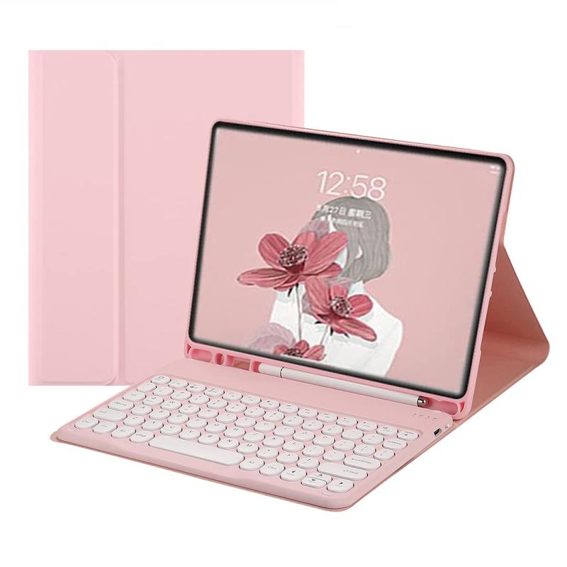 アスターショップのiPad bluetoothキーボードケース 可愛い丸いキー 手帳型 カラーキーボードケース 分離式 apple pencil収納 スタンド機能 薄型 全面保護 お洒落｜アングル2