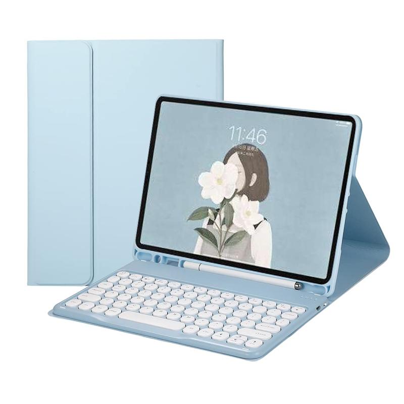 アスターショップのiPad bluetoothキーボードケース 可愛い丸いキー 手帳型 カラーキーボードケース 分離式 apple pencil収納 スタンド機能 薄型 全面保護 お洒落｜アングル3