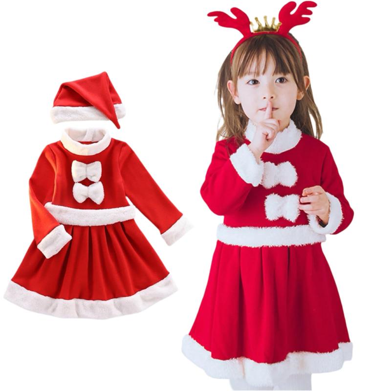 [MiniAya] サンタ コスプレ 子供 クリスマス 衣装 キッズコスチューム サンタクロース 女の子 コスチューム かわいい 暖かい サンタ服 カチューシャ 帽子付き ふわふわ クリスマス 子供用 サン