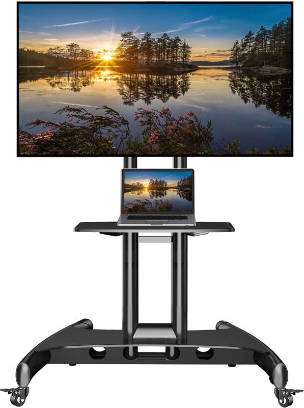 NB North Bayou Mobile TV Cart TV Stand with Wheels for 32 to 65 Inch LCD LED OLED Plasma Flat Panel Screens up to 100lbs AVA150