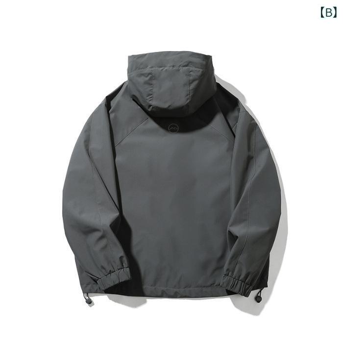 メンズ ジャケット 防水 フード付き 秋 登山 ゆったり 大きいサイズ コットン混紡 ...