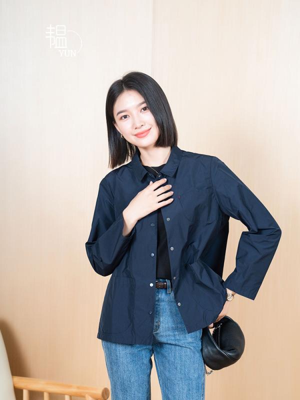 秋季 外套 宽松 休闲 衬衫 翻领 长袖 复古 简约 日韩休闲 简约 上衣 女