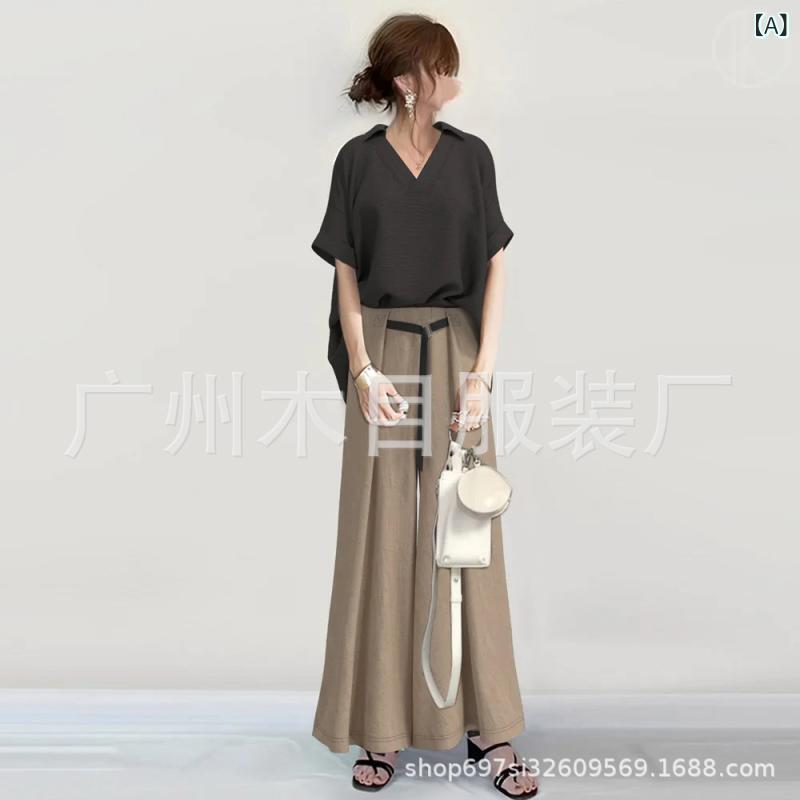 ・カテゴリ: 休闲套装・スタイル: 简约风・主な素材: 氨纶・主素材成分: 涤纶（聚酯纤维）・主素材成分2: 氨纶・主素材成分含量: 30%以下・主素材成分2含量: 30%以下・カラー展開: 黒色、藏藍色・サイズ展開: S、M、L・袖丈: 五分袖・袖型: 常规袖・パンツ丈: 长裤・流行要素: 撞色・工艺: 拼贴/拼接・セットスタイル: 裤套装・適用性別: 女