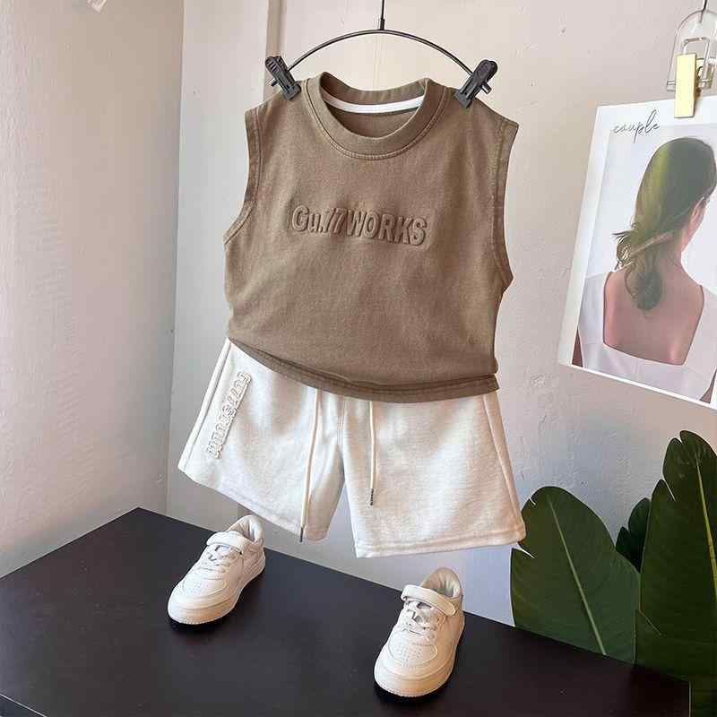 ・スタイル: カジュアル・カテゴリ: 子供服・セット内容: 2点セット・対象年齢: 新生児(0~1歳)・季節: 夏・厚み: 薄手・柄: アルファベット・素材: 灯芯绒・主素材: ウサギ毛・カラー展開: ブラウン・サイズ展開: 48,90,100,110,120,130,140,150