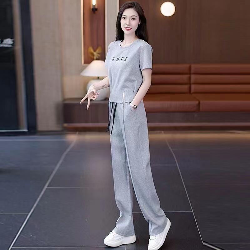 レディース 夏服 セットアップ 短袖 トップス ワイドパンツ ポロシャツ 3Dプリント...