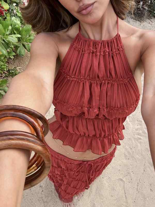 ・カテゴリ: スカートセット・スタイル: 名媛風・主な素材: ポリエステル95%以上・カラー展開: 橘紅、白色・サイズ展開: S、M、L、XL・スカート丈: ロングスカート・袖丈: ノースリーブ・柄: 刺繍・加工: プリーツ