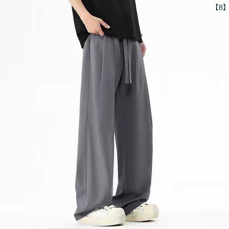 アスターショップのメンズ パンツ 直筒 スラックス 垂感 西装 スタイル ワイド シルエット ゆったり フィット 長ズボン 中腰 ボタン 開襟 普通 厚み グラデーション パターン 免烫 処理 口袋 装飾 微弾性 ポリエステル 綿 素材 黒 グレー 系 色 春秋 シーズン｜アングル2