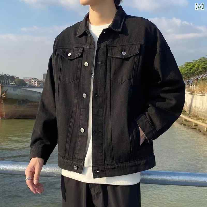 メンズ ジャケット 牛仔 復古 春秋 ゆったり 翻領 ワーク コート トップス 透気 吸...