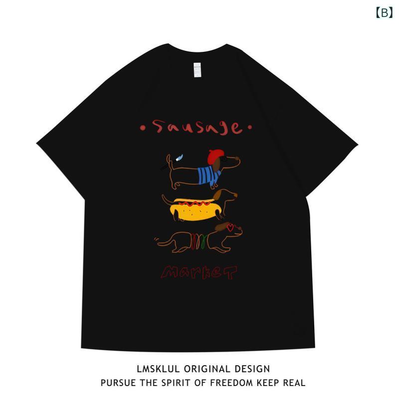 Tシャツ レディース 短袖 コットン 100% プリント かわいい 丸首 ゆったり 夏 日韓...