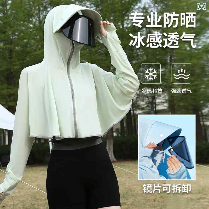 防晒服 レディース 夏 接触冷感 長袖 フード 切り替え カラー 薄手 透気 涼しい 電動自転車 通勤 日常使い 浅緑 白 灰 ピンク