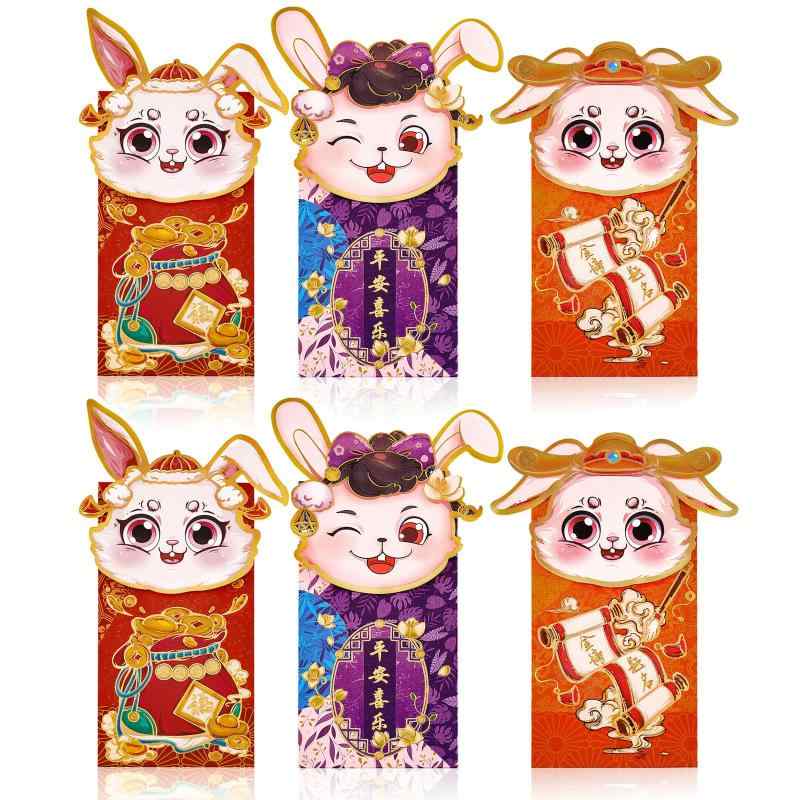 お年玉袋 【6枚】 ポチ袋 長札 兎のぽち袋 金封 和風 新年祝い 万円袋 お正月【お年玉セット】セットには6つの美しい中国のお年玉が含まれており、3つの生き生きとしたウサギの模様と金箔のプリントがあり、春節期間中に子供、家族、親戚、友人にお年玉を贈るのにぴったりだ。【伝統的な祝福】赤いかばんにはキャラクターのウサギのイメージと多くの異なる伝統的な祝福が印刷されており、誰もが幸運、楽しみ、豊かで美しい新年を持つことを願っている。【お年玉袋】お年玉は厚い銅紙で作られ、ラミネートと箔プレス技術を採用し、粉を落とさず、環境に優しく耐久性がある。かわいいキャラクターのウサギがプリントされたこれらのお年玉は、来る2025ウサギ年の春節パーティーや団欒に彩りを添えるだろう。【パーフェクトサイズ】これらのお年玉は大きさが約9*17 cmで、お金、コイン、その他の小さなプレゼントを入れやすく、エンドキャップをスロットに挿入することで密封しやすい。【広く使用】受け取った人に幸運、富、平安、幸福をもたらすことを意味します。2025年のウサギ年の春節のプレゼントとして、結婚式、誕生日、赤ちゃんの洗礼、帰省、卒業式、父の日、母の日などにもお金やジュエリーをいっぱいにすることができます。