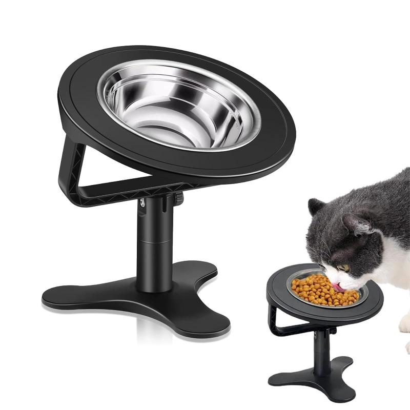 Doyeemei 猫用 ペット 餌入れ 食べやすい 15度の傾斜 脚付フードボウル 食器 水飲み用 フードボウル 犬猫兼用食器 猫用フードボウル 猫食器 首や腰の負担を軽減し 吐き戻し防止 洗いやすい【人間工学15度傾斜設計】：この猫用ペット飼料ボウルは15度傾斜設計を採用し、猫の自然な食事姿勢を模倣し、猫が食事をする際の頭と腰の負担を効果的に軽減する。その独特の傾斜角度は、猫がより快適に食事をするのに役立ち、長時間頭を下げて食事をすることによる不快感を減らすことができる。【多機能兼用で、清潔にしやすい】：この食器は猫だけでなく、犬にも適しており、1物多用を実現している。ステンレスの材質は洗浄しやすく、防錆が長持ちし、同時に底部の滑り止め設計は転倒を効果的に防止し、家庭を清潔に保ち、ペットの日常食の理想的な選択である。【高さは調節でき、異なるニーズに適応する】：猫食器棚の高さはペットの体型や好みに合わせて調節でき、個性的な食事体験を提供する。仔猫でも大人猫でも、適切な高さを見つけて、快適な食事を楽しむことができます。【吐き気防止設計、ペットの健康保護】：猫の消化特性を考慮して、この食器の設計は猫が食事をした後の吐き気を減らすことに役立ち、ペットの胃の健康を保護し、ペットの飼い主をより安心させる。【高品質材料】：高品質ステンレス鋼材料を採用し、丈夫で耐久性があるだけでなく、洗いやすく、食品残渣と細菌の繁殖を回避した。このペット用ハイキックボウルはペット用品の中で好ましく、愛嬌に健康で衛生的な食事環境を提供する。