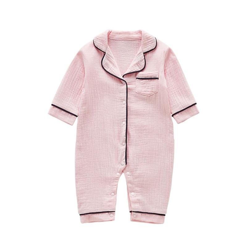ベビー服 長袖ロンパース女の子男の子春秋新生児カバーオール新生児パジャマ出産準備ガーゼ肌着無地襟付きソフトな肌触りよい綿の素材、春秋の季節に適用。程よい厚みで、部屋着としても大活躍。ガーゼの生地、通気性に優れる。抱っこやハイハイでも、お腹が出る心配がなくて安心です。ご出産準備やお祝いのギフトにもぜひ