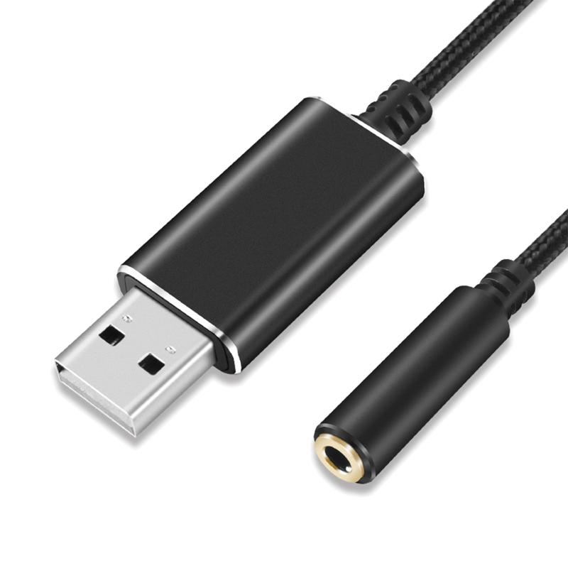 USB オーディオ 変換ケーブル USB外付けサウンドカード USB2.0 オス to 3.5mm メス イヤホンジャック 4極 TRRS 1m Windows Mac OS Linux Chromebook PS4 PS5などに対応 ブラック