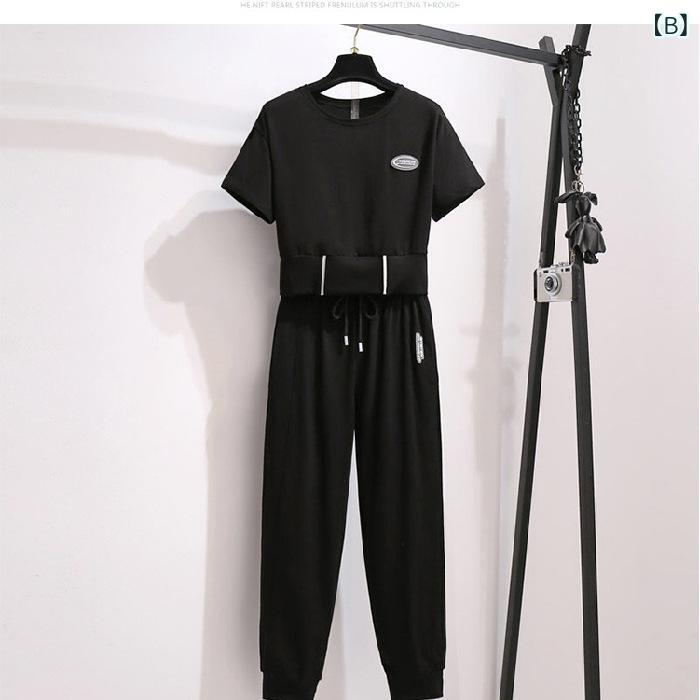 セットアップ レディース 半袖 Tシャツ 9分丈パンツ 2点セット ルームウェア 部屋...