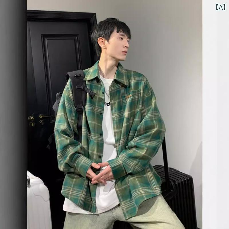 ・スタイル: 港風・カテゴリ: シャツ・款式: 開衫・版型: ゆったり・领型: 襟付き・袖丈: 長袖・柄: チェック・厚み: 普通・詳細: ポケット付き・対象: ティーン・主な素材: ポリエステル96%以上・機能: ノーアイロン・カラー展開: グリーン、ブルー・サイズ展開: M、L、XL、XXL、XXXL・対象性別: メンズ・対象年齢: アダルト・使用シーン: 日常