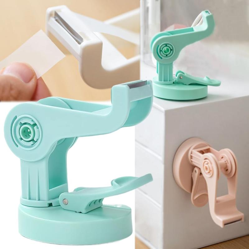 Wefitfix 吸盤付き テープカッター テープディスペンサー 安定性よい テープカッター小巻用 マスキングテープカッター 子供用テープカッター 切りやすい 360度回転可能 切る方向が調整可能 仕様：吸盤付き360度回転可能なテープカッター、重さ：69g、カラー：サイズ：93mm*50mm*91mm、対応テープ：小巻き・巻芯径：15mm以上・幅20mm以下・外径70mm以下の小巻きテープが使用可革新的な設計『回転可能』：テープカッターには360度回転可能な回転台と180度回転可能可能な臂が付いており、テープを異なった方向に切ることができます。そして、テープカッターが回転できることで、卓上だけでなく、テーブルの裏面（垂直方向）に吸着して取り付けて使用することができます。空間を最大限に利用できます。優れた安定性：吸盤タイプで卓上に吸着だけで使用できます。吸盤の吸着力がよくて、しっかりと吸盤が固定するのでテープだけを引き出しても本体がずれることもありません、子供でも安全に使用できます。*ハンドルを押すだけ設置完了、外すときハンドルを持ち上げるだけでいい。取り付けても外しても簡単で、子供一人でも使えます。優れた切れ味：特殊加工刃の採用で軽い力でよく切れ、切り口はギザギザにならずまっすぐキレイです。子供でも簡単に使えます。操作簡単、切断面もキレイで、誰でも失敗なくテープをキレイに切れます。コンパクト＆軽量：従来の置き型のテープカッターと比べ軽くて、サイズもより小さくなります。ただ69gの重さで子供でも持ち運びらくらく。いろいろなシーンに利用可能：吸盤で卓上に固定するため、通常品より軽く、工場、オフィスや店舗、家庭に最適です。コンパクトなサイズで、机の上に置いてもスペースをとりません。学生、DIY愛好家、オフィス、家用などいろいろなシーンに対応可能。