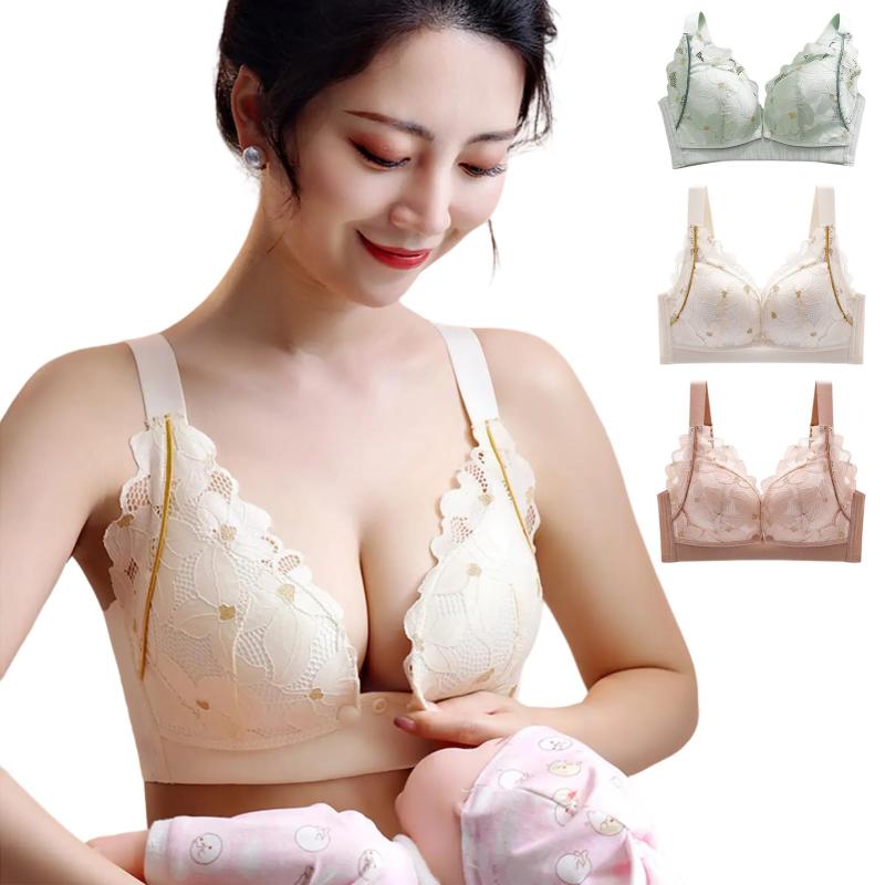 [Matreeglam] 授乳ブラ 前開きブラジャー マタニティブラ 垂れ防止 肌に優しい 授乳ブラジャー 脇高設計 柔らかい 綿 通気性 前開き ンワイヤー ブラジャー 大きいサイズ おしゃれ 着脱簡単 4段