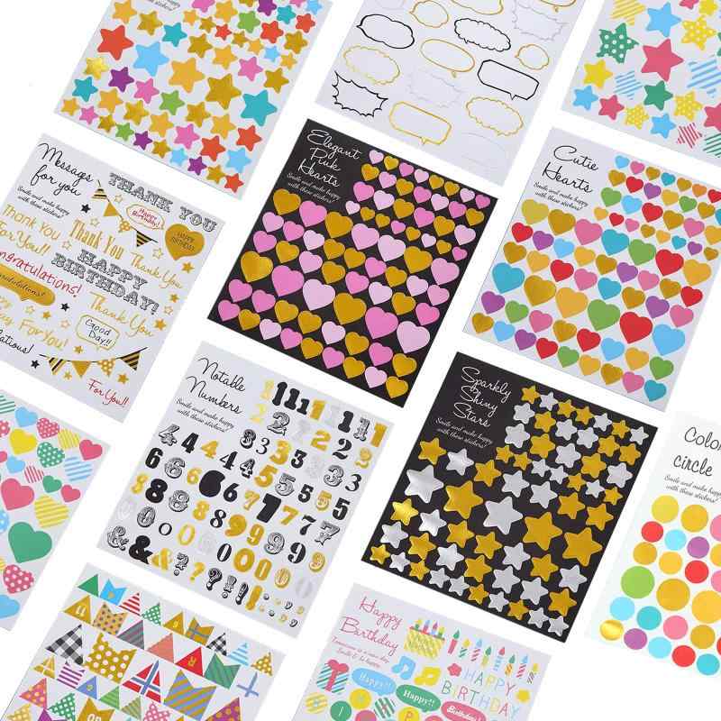 EUSTACE 手帳シール ご褒美 シール 12PCS かわいい ステッカー 手帳デコ シール 箔押し 数字 英語 ハート 星 円型 スクラップブック、日記、写真アルバム スマホ DIY 子供 成人 手作り【デコシール12枚セット】：様々な数字から、英語、ハート、星、旗、会話ボックス、円まで幅広く入っています。かわいい シールに子達がすごく喜ぶとおもいます。【箔押し工芸】：表面の図案は箔押し工芸を采用し、はっきりしていて、金属のような質感を現しています。【使いやすい】：裏面の粘着剤があり、はがして直接貼り付けます。手帳シールをノートに貼って、自分だけの手帳や日記等をカスタマイズで作り上げることができます【幅広い用途】：かわいいステッカーで、グリーティングカード、しおり、紙の手紙、手帳、カレンダー、メッセージノート、学校のプロジェクトなどを自分のスタイルで作ることができます。【仕様】：パッケージ：ステッカー12枚、サイズ：125 x 135mm