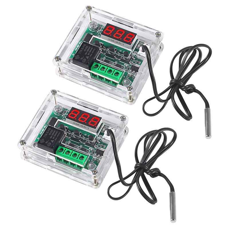 ACEIRMC XH-W1209 サーモスタット 温度熱センサスイッチ-50～110℃ デジタル LED DC 12V 温度制御 温度コントローラーボード 防水センサープローブ付き ケース付き 2セット入り