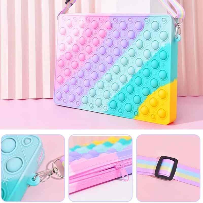 プッシュポップ ショルダーバッグ スクイーズ玩具 子供 財布 肩掛け バッグ ストレス解消グッズ 減圧グッズ 斜めがけバッグ バブル 軽量 可愛い 小銭入れ 小物収納 誕生日 クリスマス プレ astershop-10366715 アスターショップ サンプル画像2